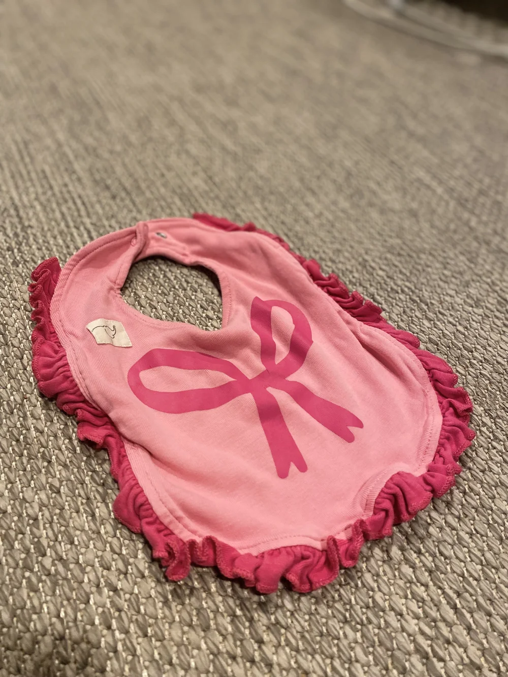 Monica + Andy Pink Bow Ruffled Baby Bib Coquette